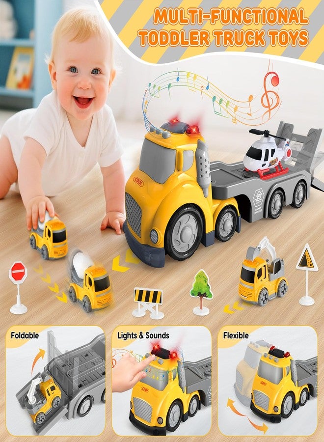 IJIGU Truck Toys for Toddler 1, 2, 3, 4 Year Old Boy, Construction Transport Trucks Toy Set, Ideal Christmas Birthday Gifts for Kids. - Image 2